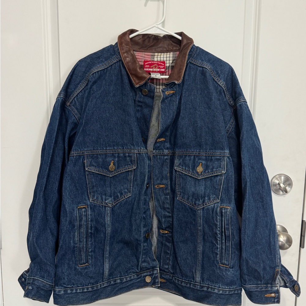 Vintage Marlboro Denim & Brown Leather Jacket